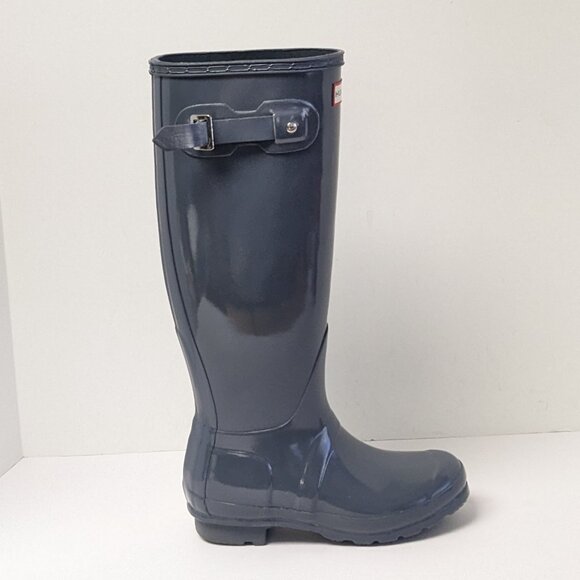 Hunter Boots Original Tall Gloss Rain Boots, Graphite, Womens 5 M - Picture 2 of 8